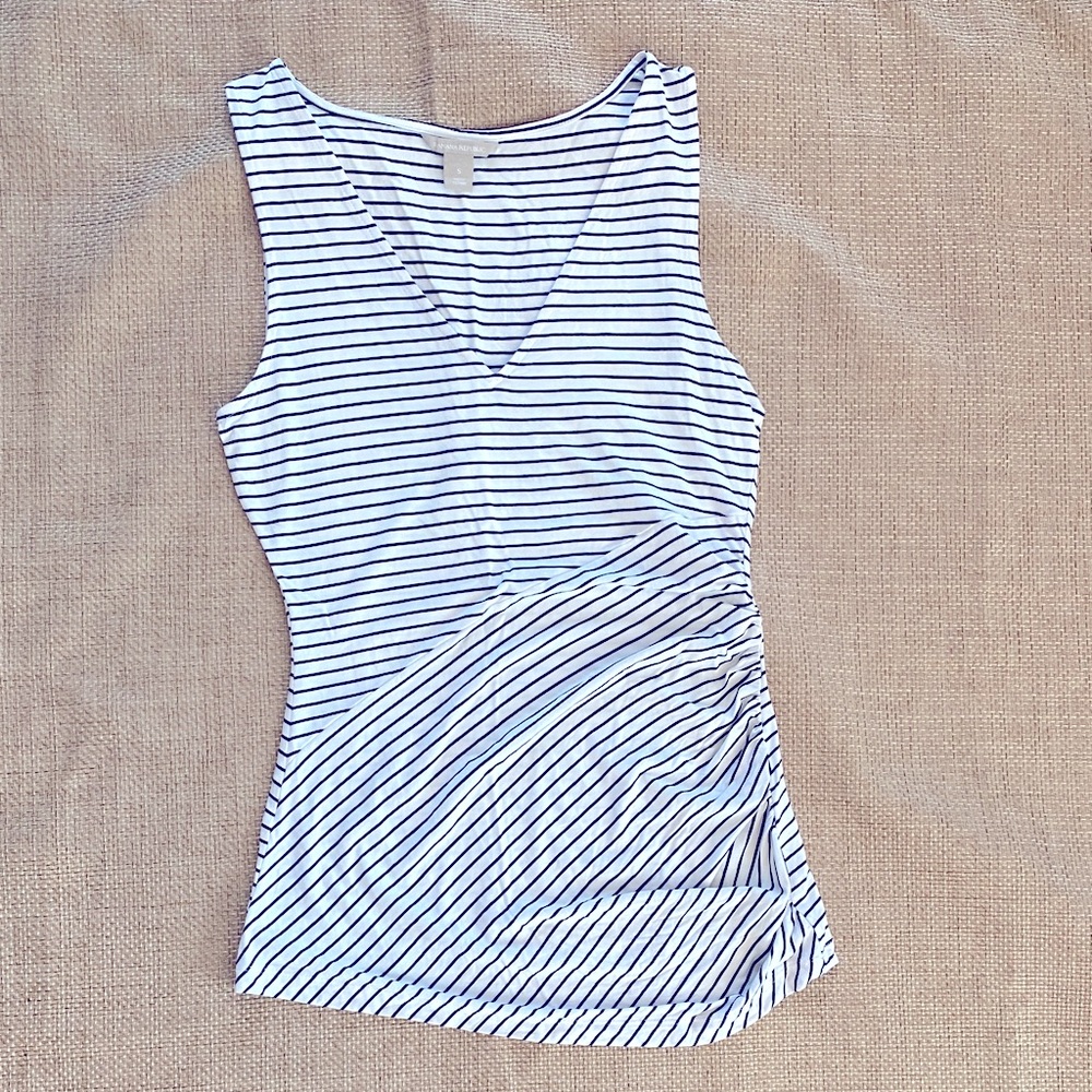 Banana Republic Navy and White Striped Tank Top